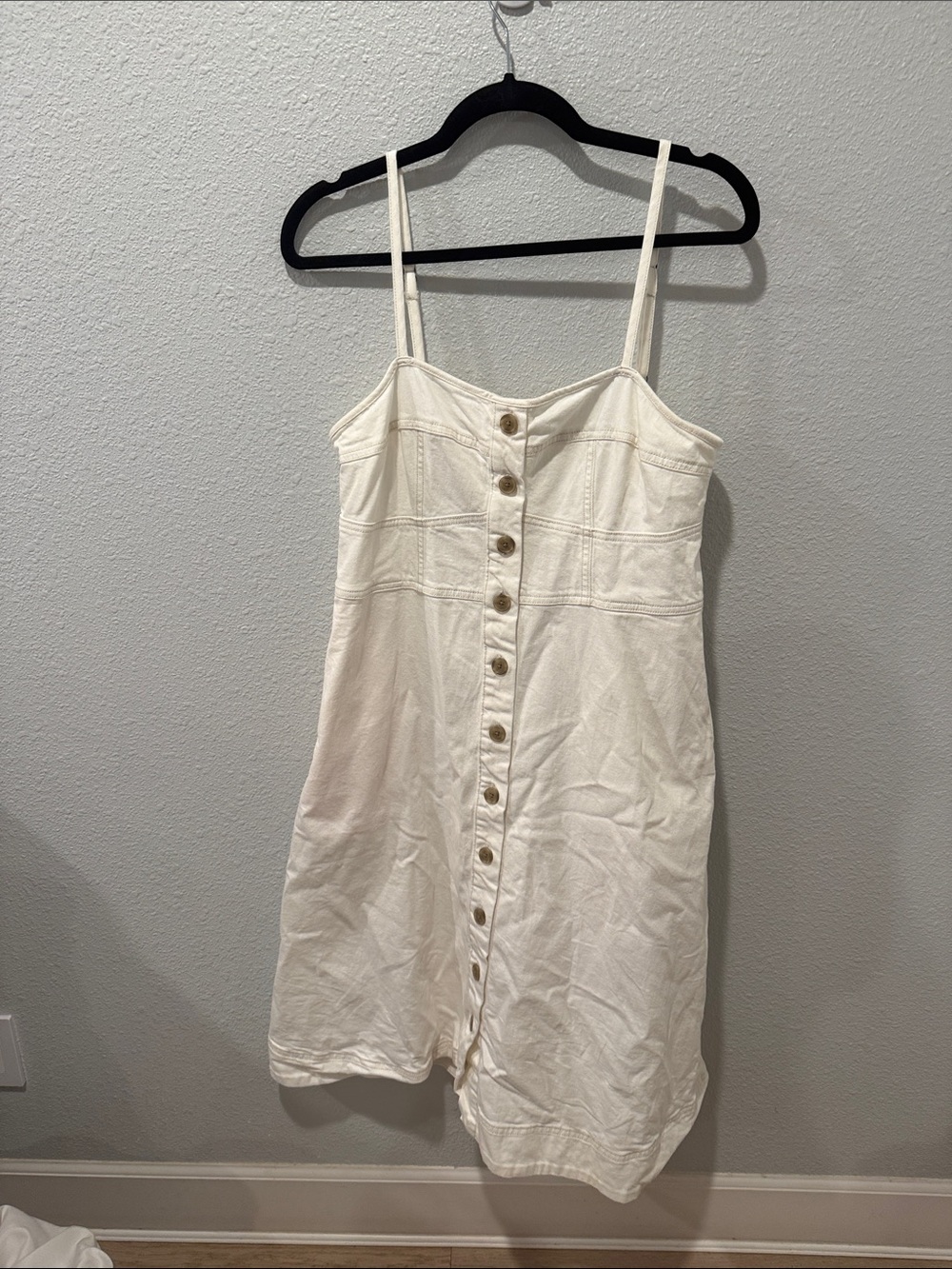 Universal Thread Cream Button-Front Spaghetti Strap Mini Dress